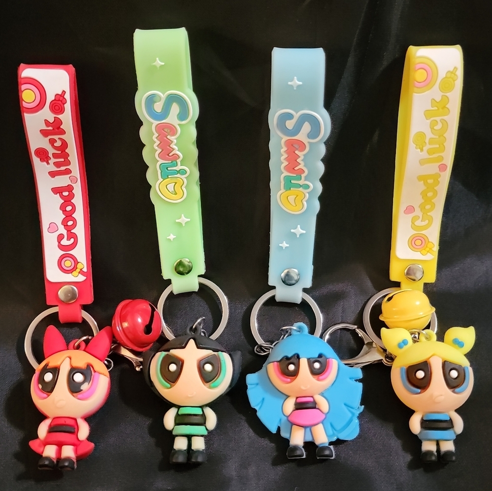 Powerpuff Girls Keychain - Red, Green, Blue, Yellow